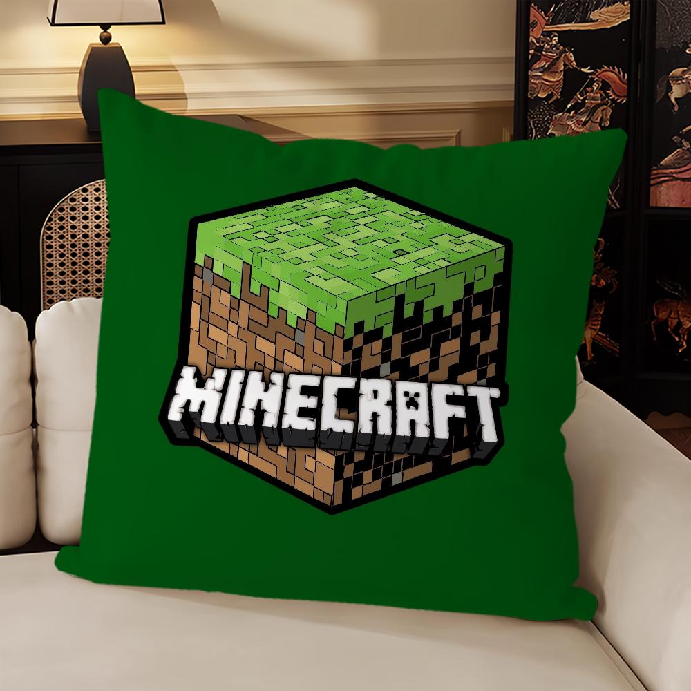 Classic Game Sofa Living Room Bedroom Headboard Backrest Cushion Square Cushion Nap Time M-Mine Block C-Crafts Pillow Case