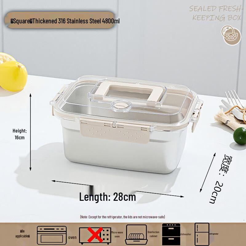 Qinkai 316 Stainless Steel Food Storage Container with Handle (2-Pack)