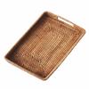 Woven Rattan Tray with Handles Rustic Design Rectangular Rattan Tray Rectangular Wicker Platter Food Safe Home Decor