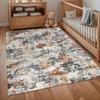 Teppich Weich Rutschfest Vintage Grau Orange Abstrakte Textur Bodenmatte für Schlafzimmer Wohnzimmer Kinderzimmer Heimdekoration