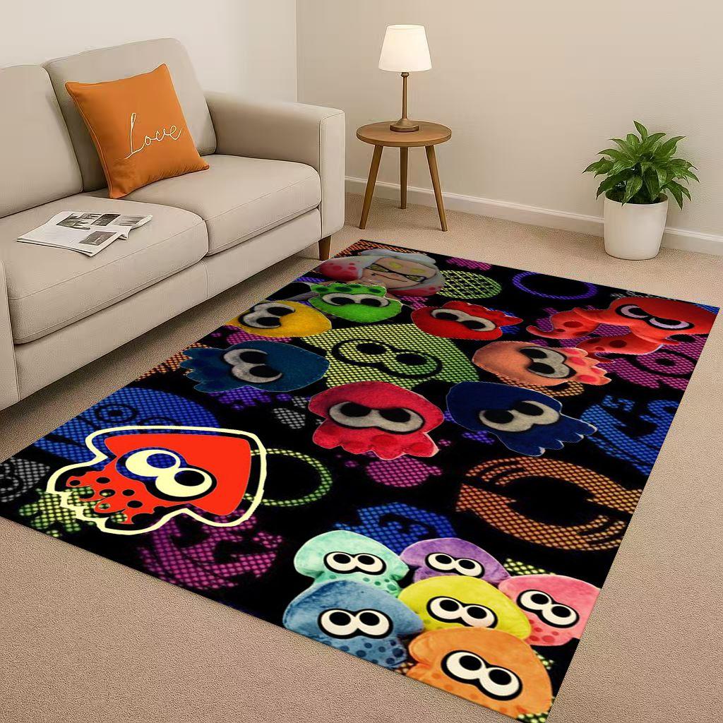 3D Splatoon Game Cartoon Living Room Non Slip Area Rug Soft Carpet for Bedroom Playroom Sofa,Easy Clean Home Decor Doormat