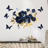 Blauer floraler Schmetterling Wandaufkleber Selbstklebend Heimdeko für Wohnzimmer Schlafzimmer Badezimmer Eingang Hintergrund Abnehmbarer Aufkleber