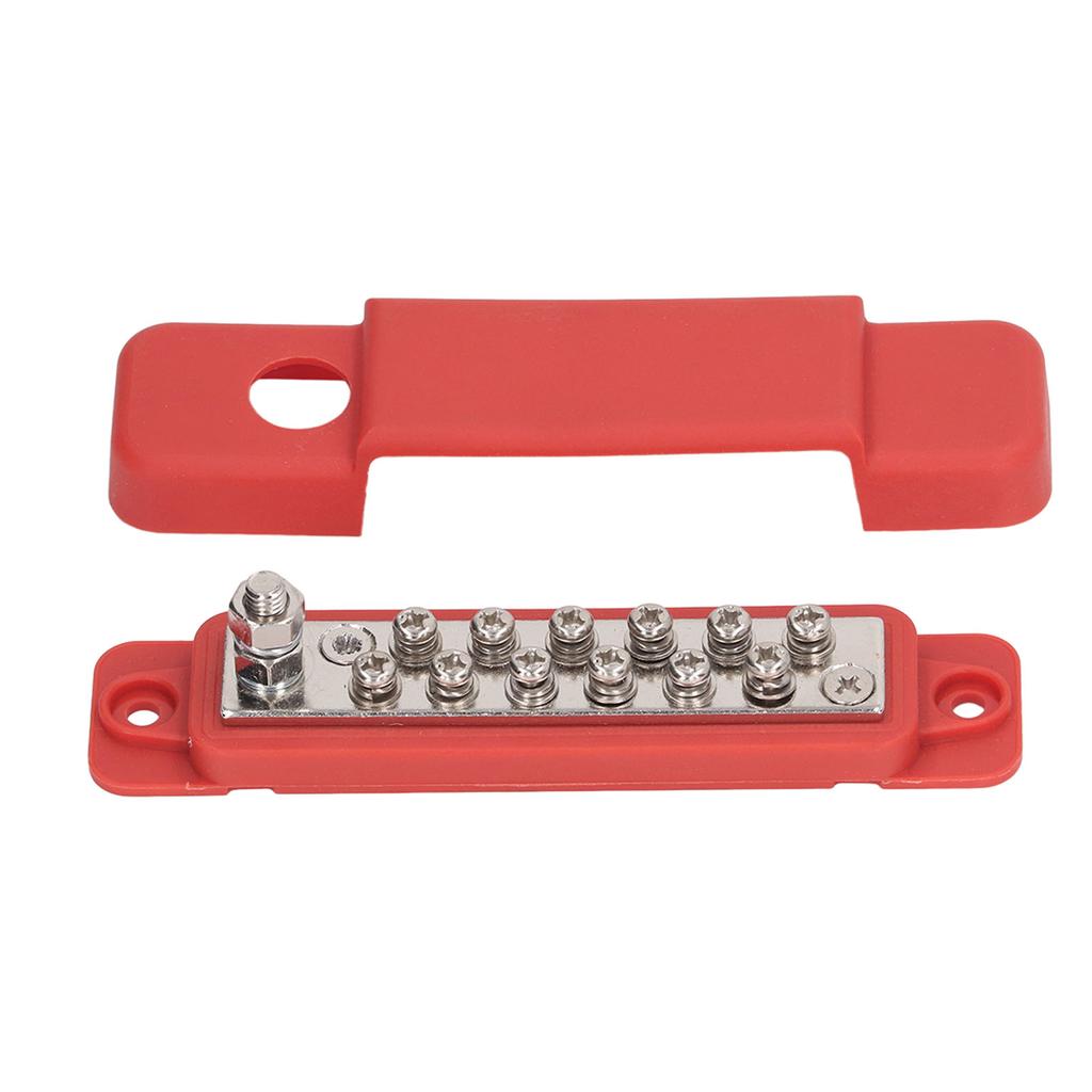 Power Distribution Terminal Block Busbar 12 Position Studs Distribution Block Bus Bar with Cover for Caravan Yacht