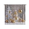 2pcs Christmas tree snowman white printed blackout curtains insulation multiple sizes living room decoration, machine washable