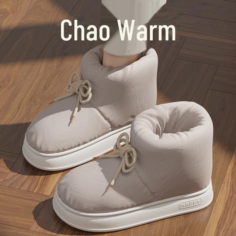 Cozy Thick-Soled Cotton Slippers for Couples, Non-Slip, Velvet-Lined, Perfect for Indoor Winter Warmth.