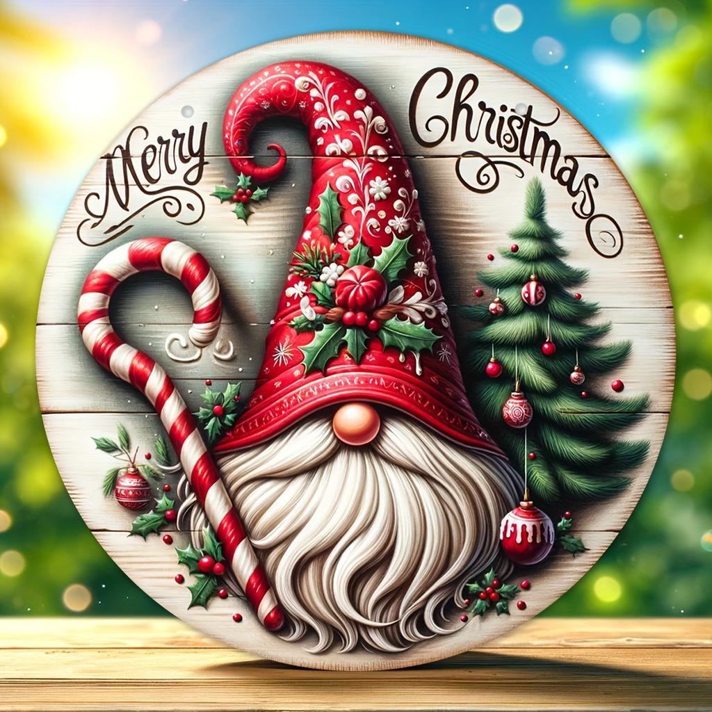2d Flat 20*20cm, Christmas Popular Home Decoration, Wooden Circular Creative Logo Decorative Plaque, for Home, Kitchen, Garden, Office, Bar Decor.