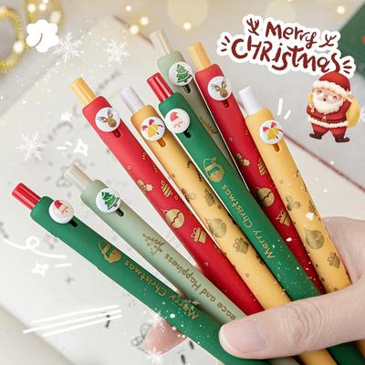 4 Stück Weihnachten Knopfdruckstifte Einziehbare Weihnachten Druck Gelstifte Weihnachtsmann Rentier Klingelglocke Stift zum Schreiben Geschenk