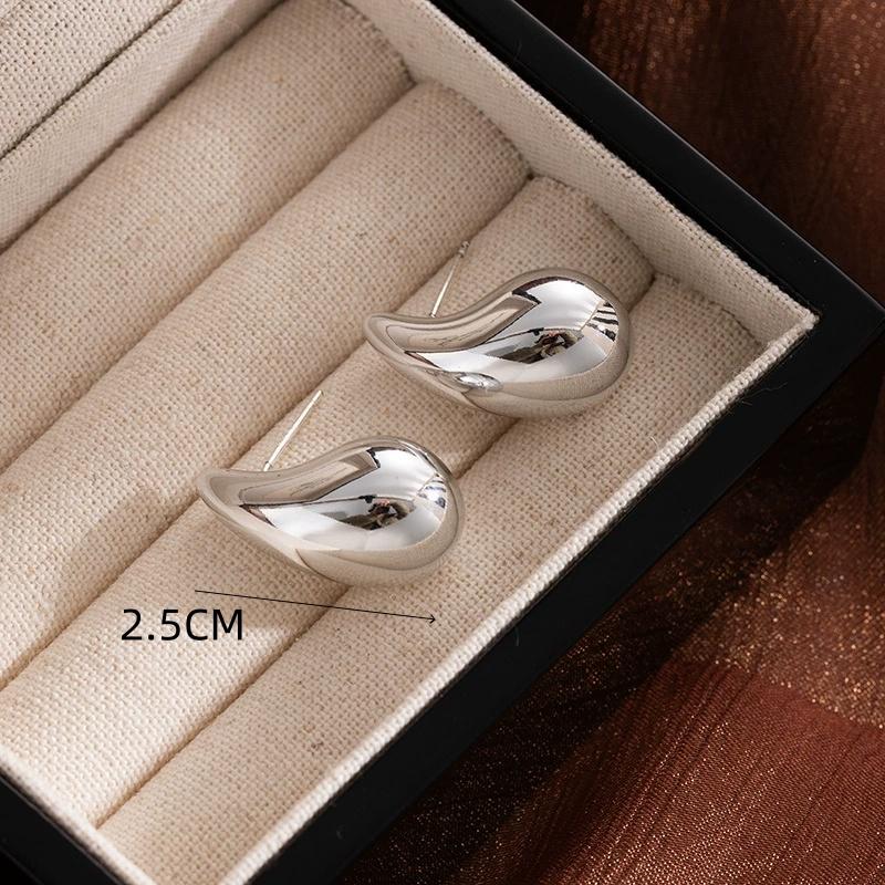 Hyperbole Long Water Droplet Flower Wing Round Wave Square Shell Golden Pendant Earrings for Women CCB Smooth Creative Jewelry