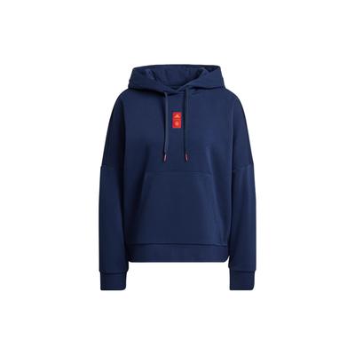 Einfarbiges Kapuzenpullover mit Aufdruck Logo Damen Oberteile Blau HE8917