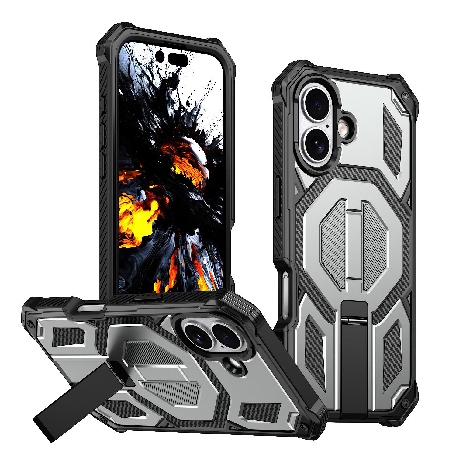 For iPhone 17 Magnetic Case TPU + PC Kickstand Phone Cover Drop Protection