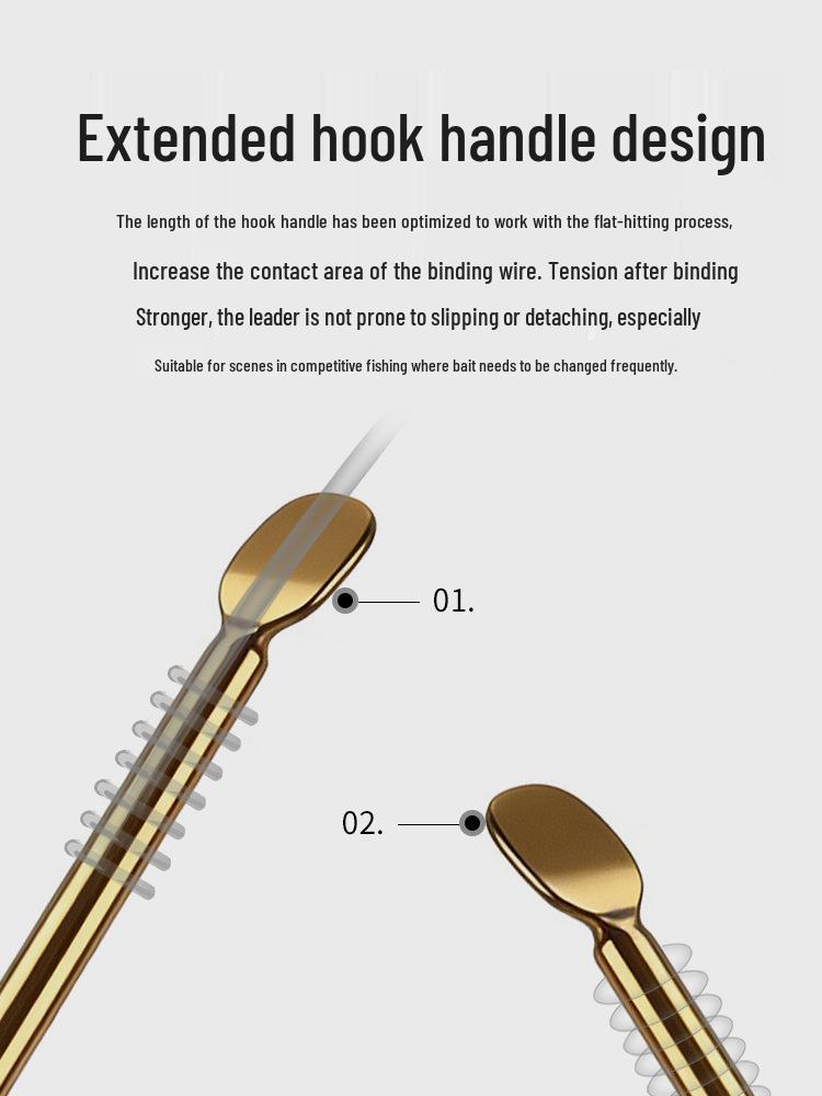High-Sensitivity Barbless Crucian Carp Hook with Extended Shank and Flat Design