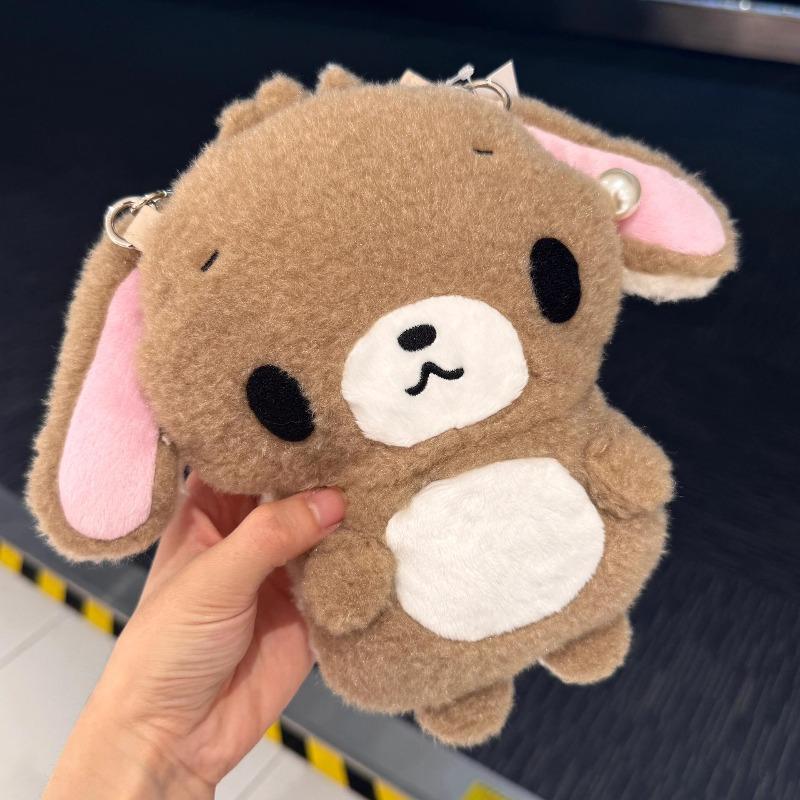 Cute Double Sided Plush Bunny Crossbody Bag Large Capacity Cartoon Shoulder Bag Storage Pouch