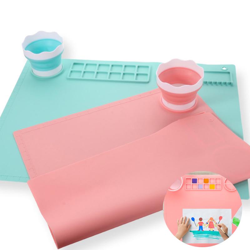 1 stk Vaskbar Silikon Håndverk Graffiti Malematte Barnas DIY Silikon Maling Vaskbar Pigmentpalett Malepute
