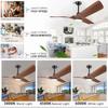 52 Inch Walnut Ceiling Fan, Remote Control with Adjustable Lights, 3 Fan Blades Reversible Indoor Lighting Pendant Light