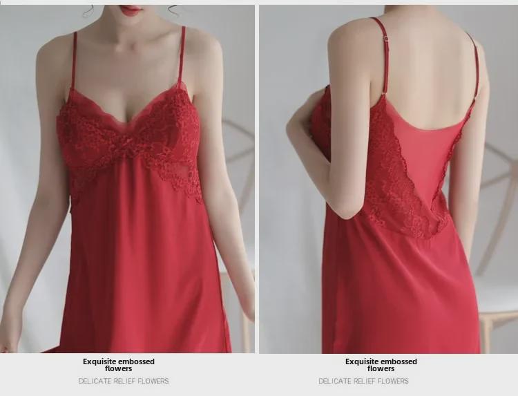 Women's Satin Lace Nightdress - Sexy Deep V Low Cut with Beautiful Back