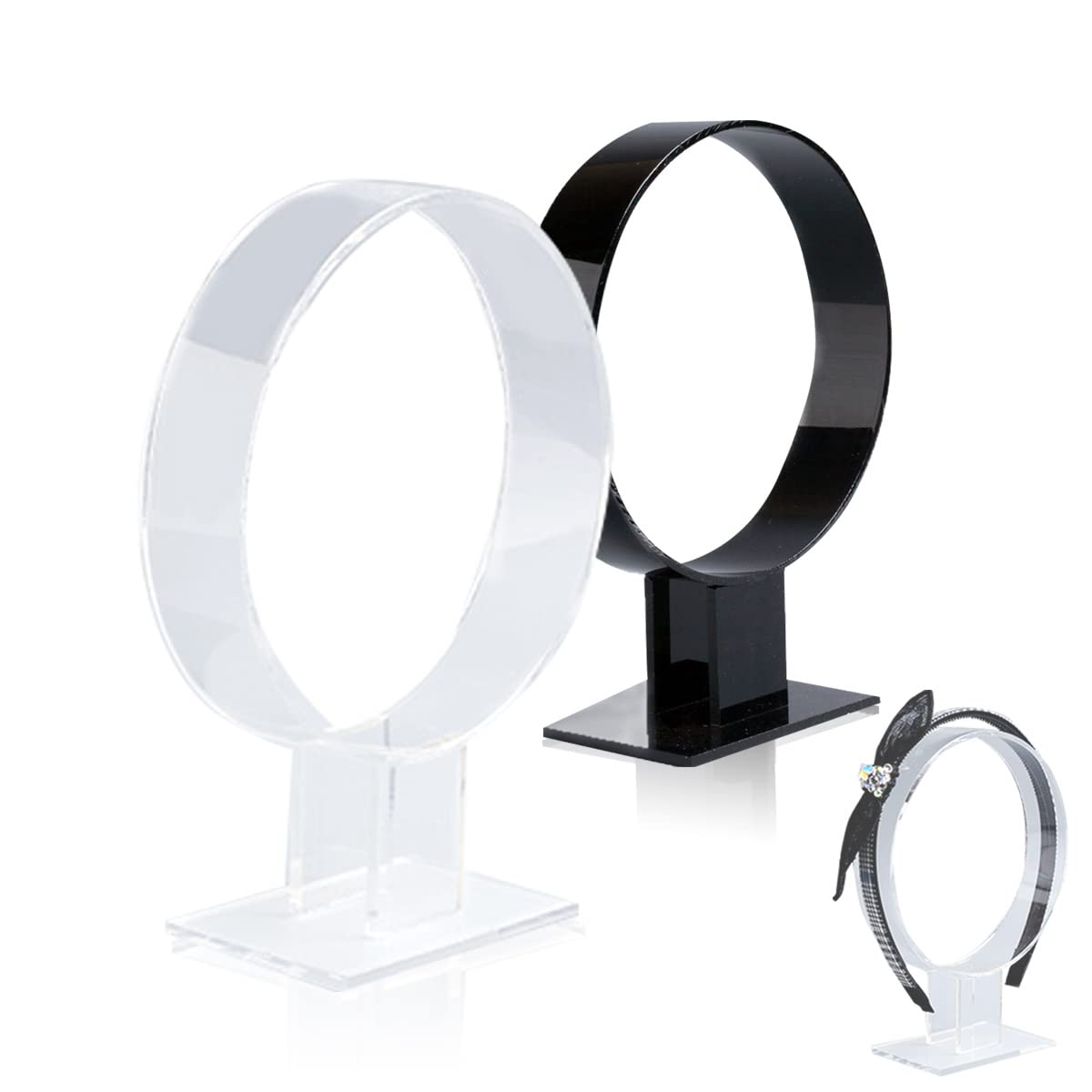 

Headband Acrylic WinJapan 1 2 pieces Stand/Headband Holder/Display/Storage - - (1 Clear, Black, total)