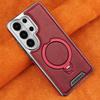 High End Leather Phone Case, for Samsung S26 Ultra S26 Plus S26 Edge 360 ° Rotating Magnetic Bracket Anti Drop Protective Cover