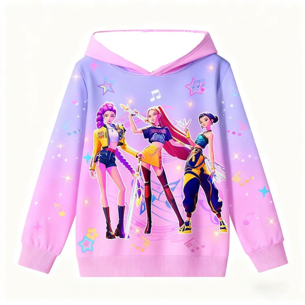 Felpe da donna alla moda KPop Demon Hunters Print Felpe Pullover Casual Felpa da esterno Felpe per bambini Top Abbigliamento da esterno