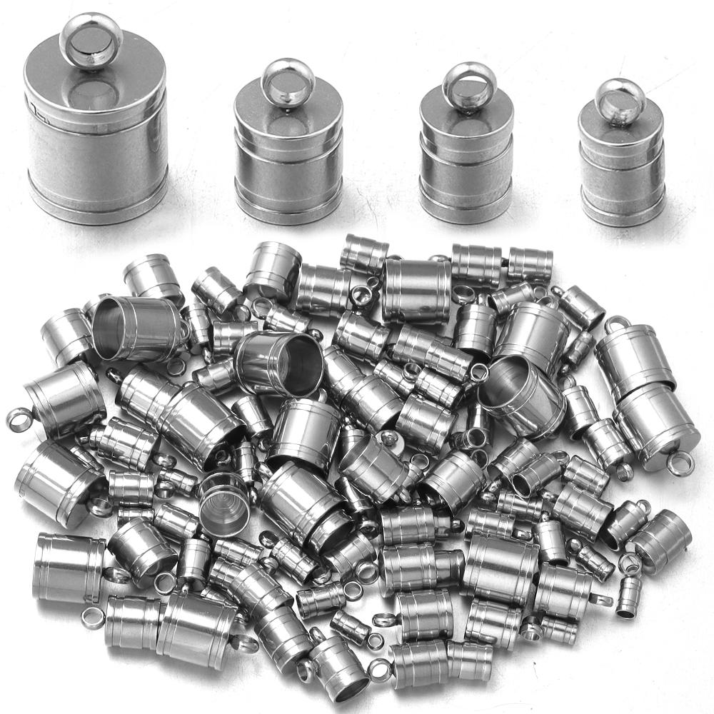 20 Stück Edelstahl-Quetsch-Endkappen für Lederbänder, Endspitzen, Kappen, Quasten-Endverschlüsse, DIY Schmuckherstellung, Verbinder, Zubehör