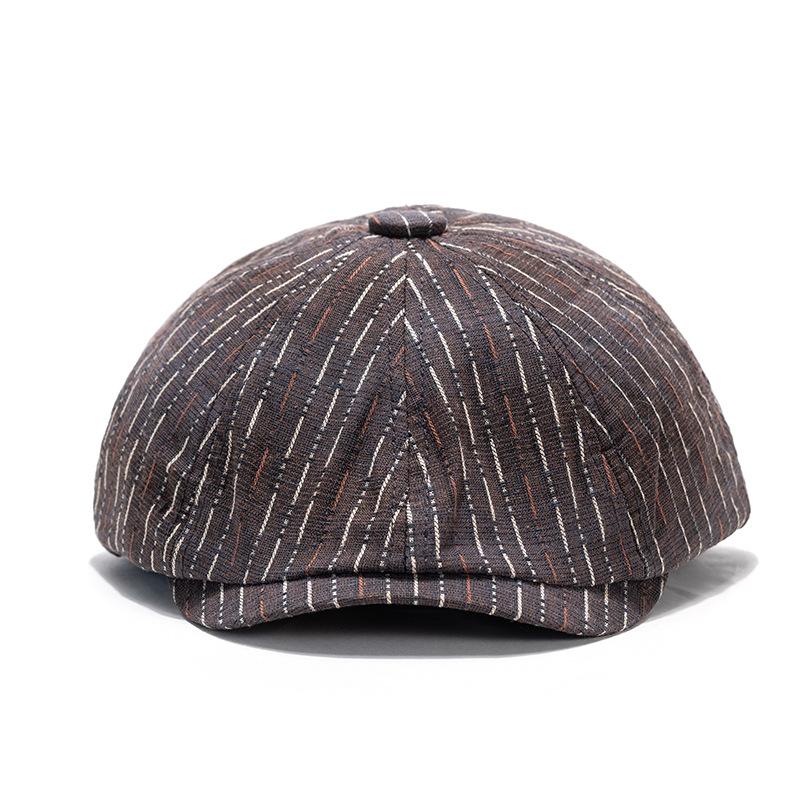 Striped Octagonal Cap Men's British Vintage Painter's Cap Newsboy Cap Women's Cap