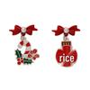 European & American Cartoon Rhinestone Christmas Earrings – High-End Asymmetrical Festive Jewelry for Women