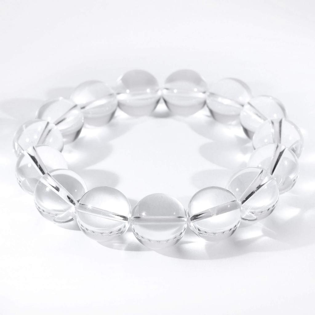 Large 14mm Crystal Bracelet Length LL Natural Stone Power Stone Simple Prayer Beads Bracelet [Shinjuku Ginnokura] Approx. 20.5cm (Men's Size)