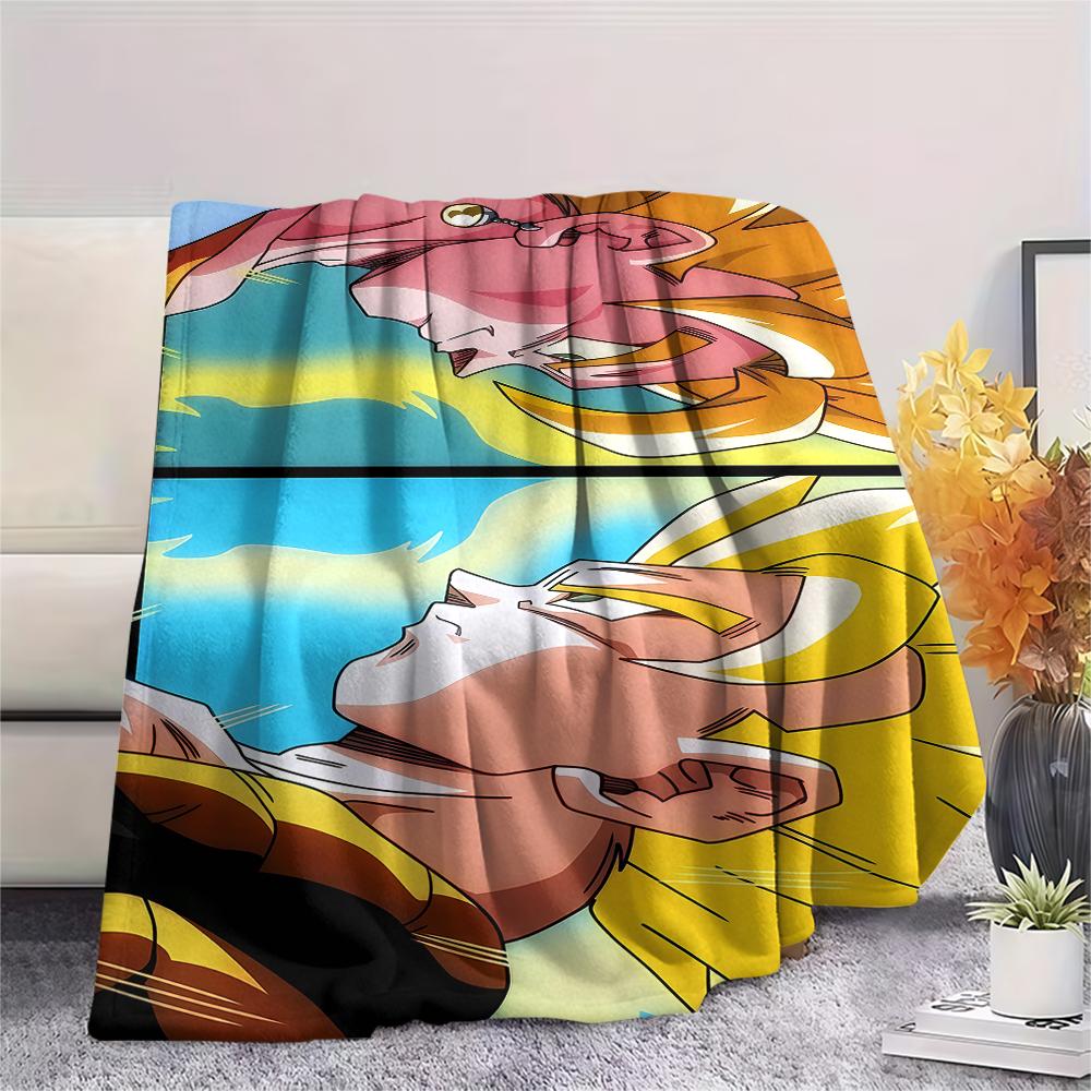 Dragon Ball Charaktere Druck Flanelldecke, Hohe Qualität, Bequem für Alle Jahreszeiten, Heimdekoration, Wärme und Komfort, Perfekt für Weihnachtsgeschenke