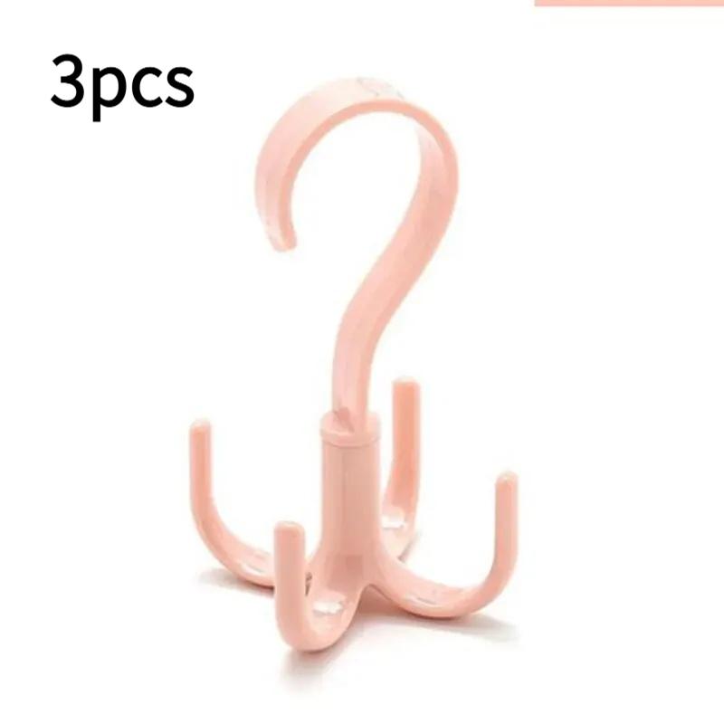 3/9pcs Rotary Four-Jaw Hook Multi-Function Wardrobe Storage Clothes Rack Door-Hanging Bag Plastic Storage Household Clothes Rack