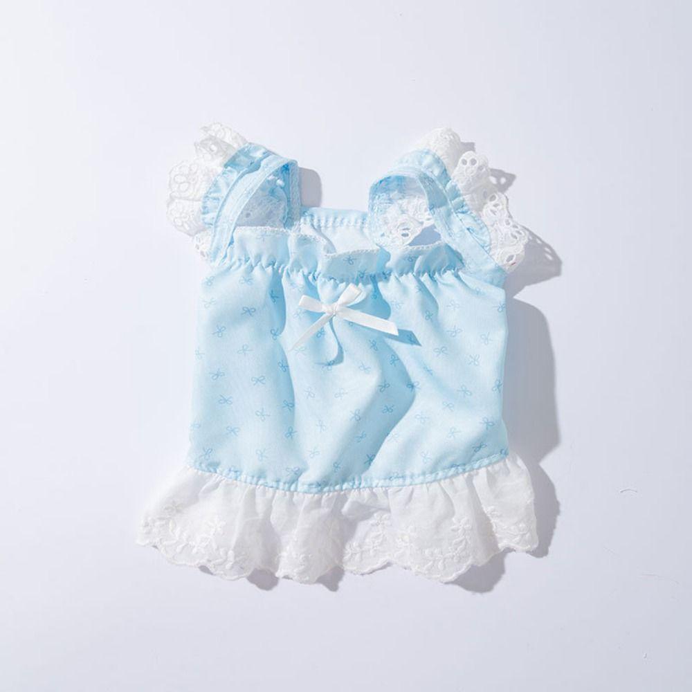 Exquisite Lace Cat Skirt Breathable Dog Princess Dress Simple Bow Print Dog Dress  Pet Supplies