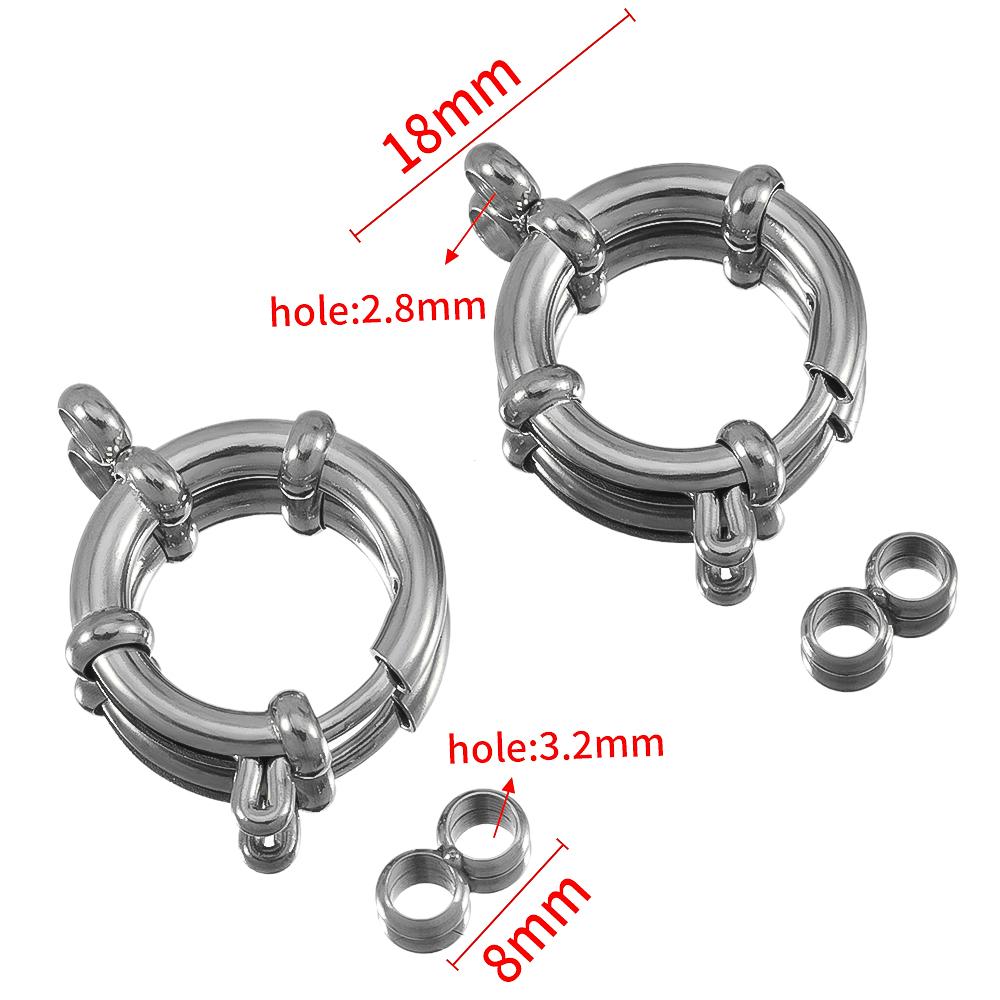4 Stück 10-18mm Edelstahl Federverschlüsse Runder Seglerverschluss Armband Zwei Ösen Verbinder DIY Schlüsselbein Halskette Schmuckherstellung
