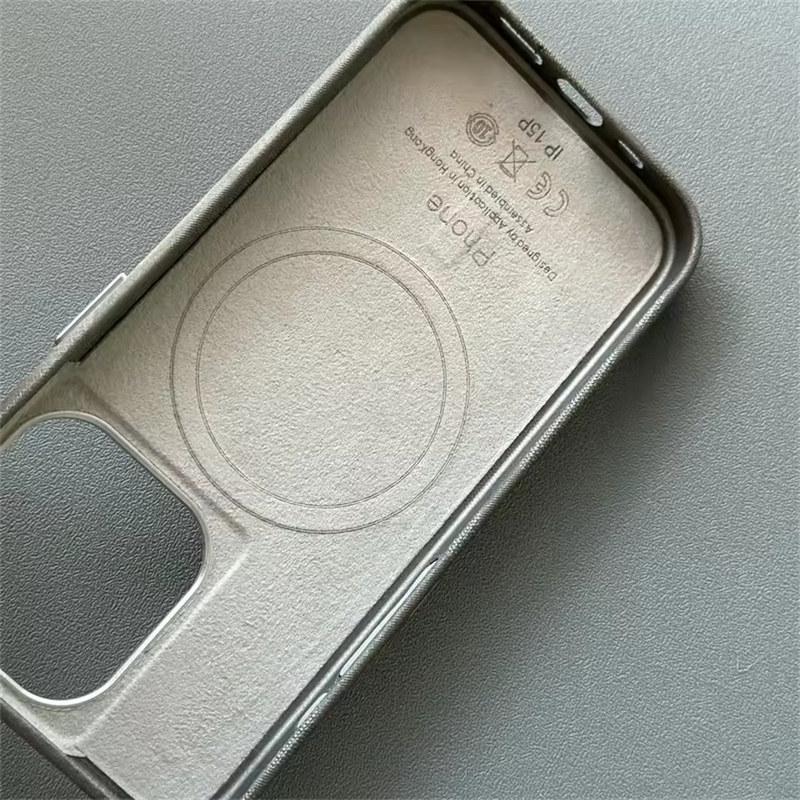 Luxusní maskovací kožený nárazuvzdorný magnetický kryt Armor pro iPhone 16 Pro 15 14 13 12 Pro Max MagSafe Wireless Charge Cover