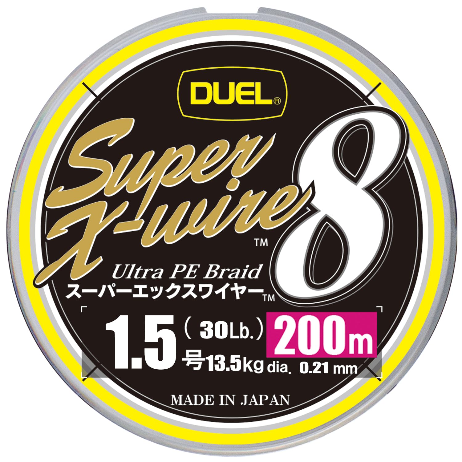 

DUEL PE Line Fishing Line Super 8 Fishing Line Fishing Tackle High Strength High 200m 5 Marking X-Wire [Line Sensitivity] 1.5 Colors/Yellow H3610N-5CR