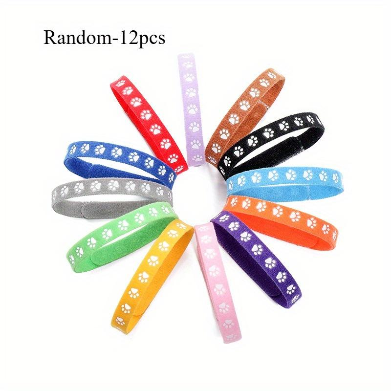 12pcs Pet Classification Collar Puppy Kitten Identification Footprint Collar Newborn Puppy Cat Birth Milk Dog Necklace Pet Supplies