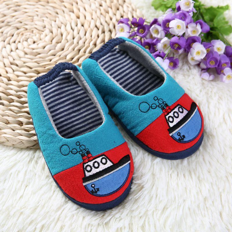 

Kids Slipper Spring Autumn Anti-Slip Home Shoes For Boy Girls Cartoon Ship Soft Baby Slides Indoor Child Slippers 15-16(Insole 15.5cm)