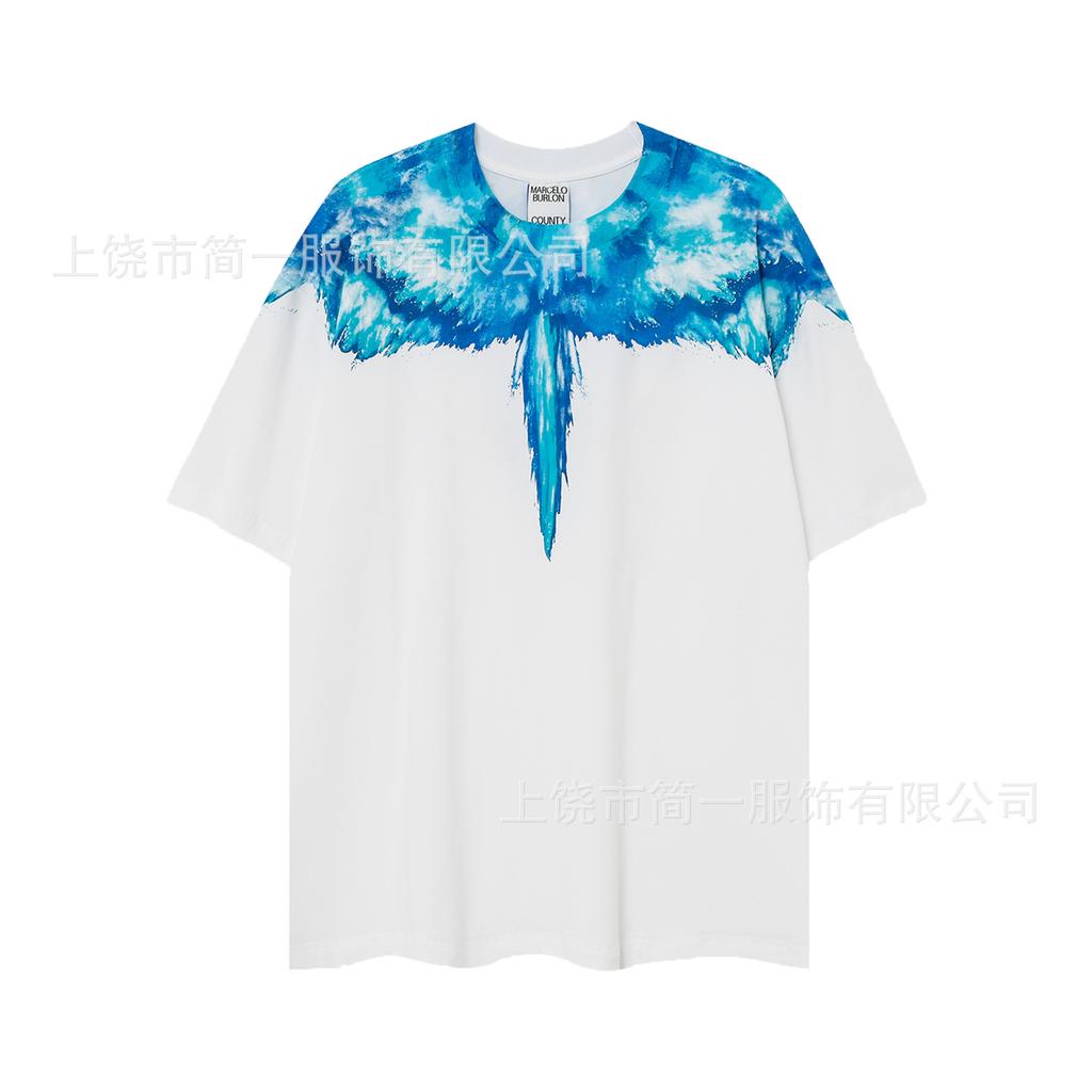Summer Men's and Women's Same Fashion Trend T-shirt Personalized Trend Wing Printing Comfortable and Simple