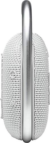 JBL CLIP4 Bluetooth Speaker, USB C Charging, IP67 Dustproof and Waterproof, with Passive Radiator, Portable, 2021 Model, White (JBLCLIP4WHT)