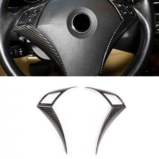 Fit For BMW 5 Series 04-10 ABS Carbon Fiber Car Front Steering Wheel Frame Cover