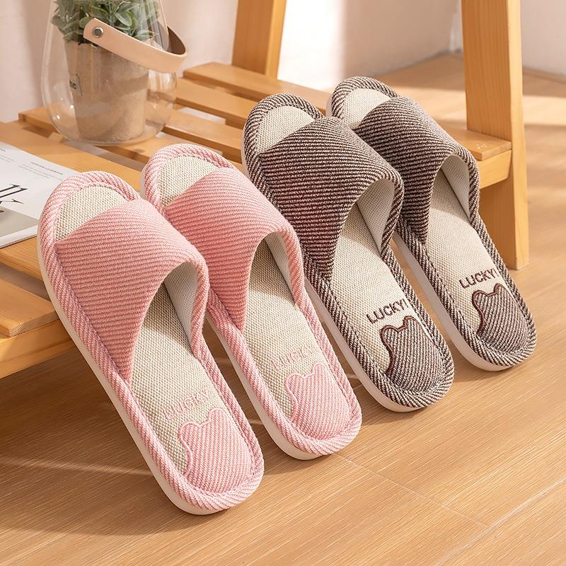 Flax cool slippers women's non-slip outer wear summer new indoor silent cotton and linen slippers women's spring and autumn models