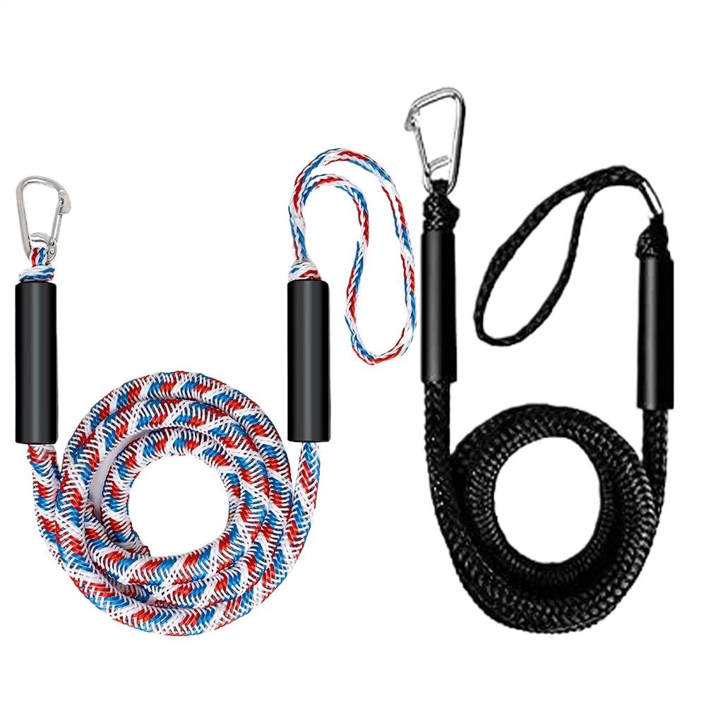 Boat Ropes for Docking Heavy Duty 3.94-5.58 Feet Cords with Stainless Steel Clip Tubing Tow Rope for Lake River Beach Sea Snow