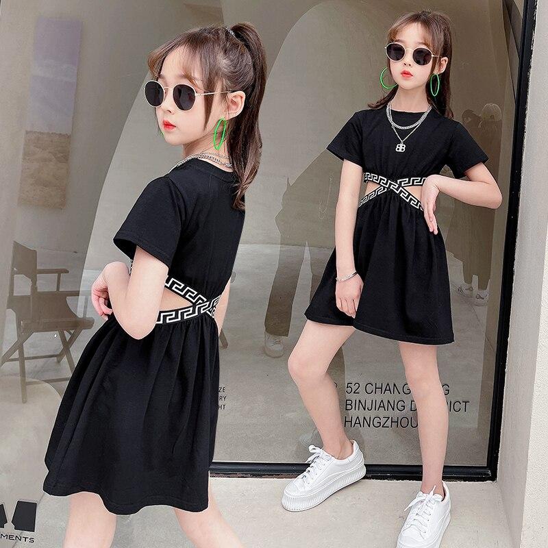 Ragazze Abiti estivi Nero A-Line Geometrico Motivo Maglia Vita Hollow Cut  Sport Casual Dress Bambini Ragazza Abbigliamento acquista in modo economico  — spedizione gratuita, recensioni reali con foto — Joom