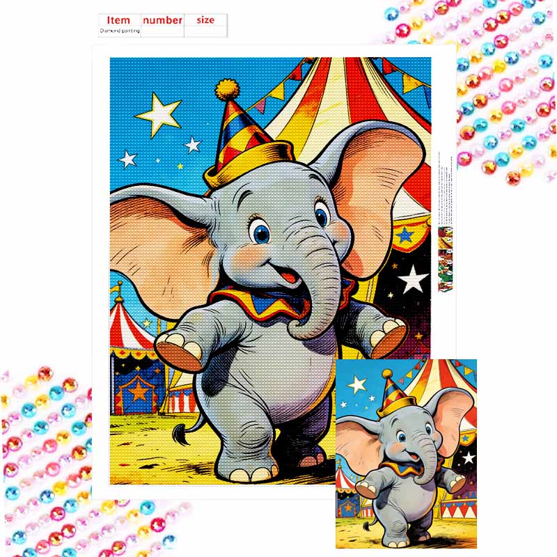 Disney Dumbo Diamond Painting Art Set Handmade Cross Stitch DIY Diamond Art Home Bedroom Wall Decor Gift Round 20x30cm