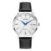 Citizen Men's Eco-Drive Date White Dial Leather Strap Watch