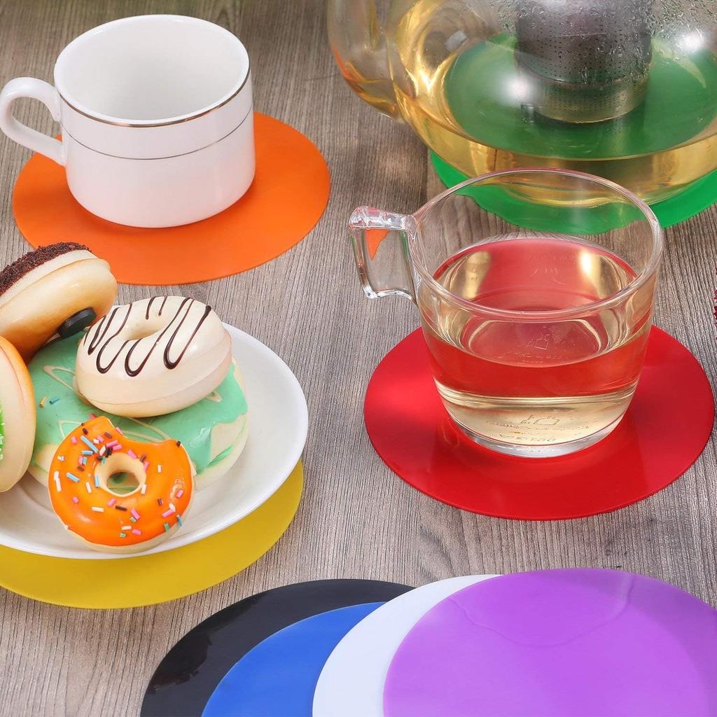 Chuangdi 8 Pcs Jar Opener Rubber Jar Gripper Pads 5'' Round Coasters Heat ulation Pad Trivet Non Tear Multi-Purpose Bottle Lid Openers for Arthritic