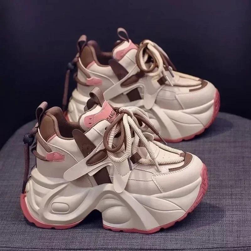 Womens Sneakers Spring Shoes Tennis Female Platform Roses 2025 Trainers Thick Sole Short Plush Increased Internal Spring Microfi