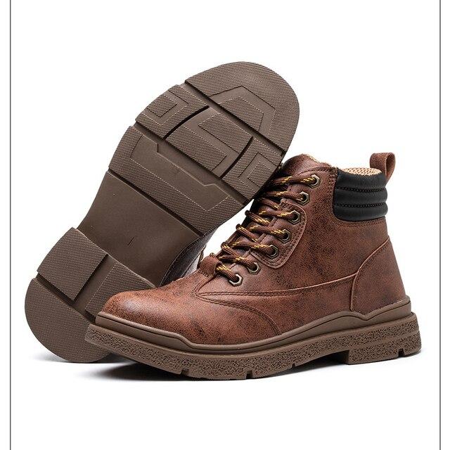 

Трудовая страховая обувь мужская стальная головка анти-разбивающая анти-прокалывающая защитная обувь из микрофибры кожа высокие защитные ботинки 38 коричневый