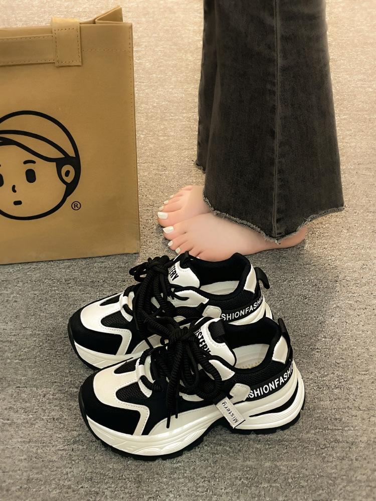 

Women s shoes platform leather dad shoes women s 2025 new height-increasing white shoes summer net shoes student lightweight sports shoes 40 чёрный