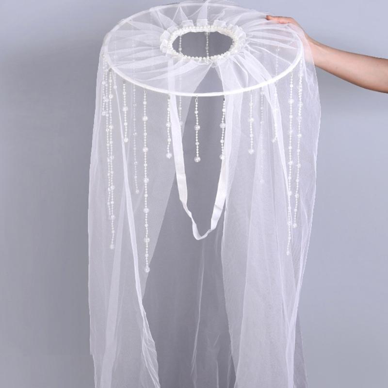 White Chinese Ancient Veils Hat Tradition Hat Douli Hat Role Playing Knight Hat for Authentic Historical