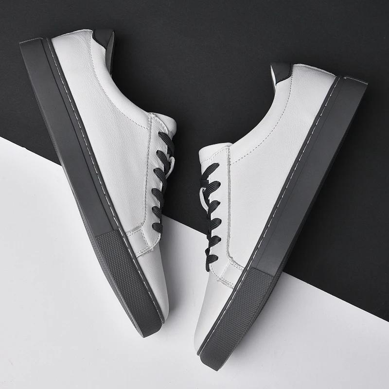 Fashion Plus Size 36-49 Men Casual Shoes Genuine Leather Mens Shoes Comfortable Sneakers Man Loafers Breathable High Quality White Shoes