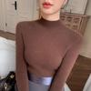 Women's Seamless Half-High Neck Knit Sweater: Versatile, Tight-Fitting Base Layer for Autumn and Winter