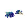 Blue Green Stones Cluster Beads Diamonds Choker Necklace & Earring Set For Women
